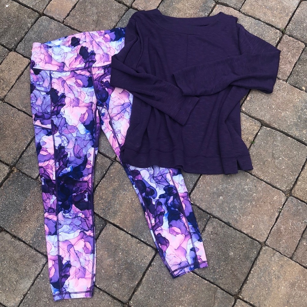 Athletic Leggings & Casual Top Large